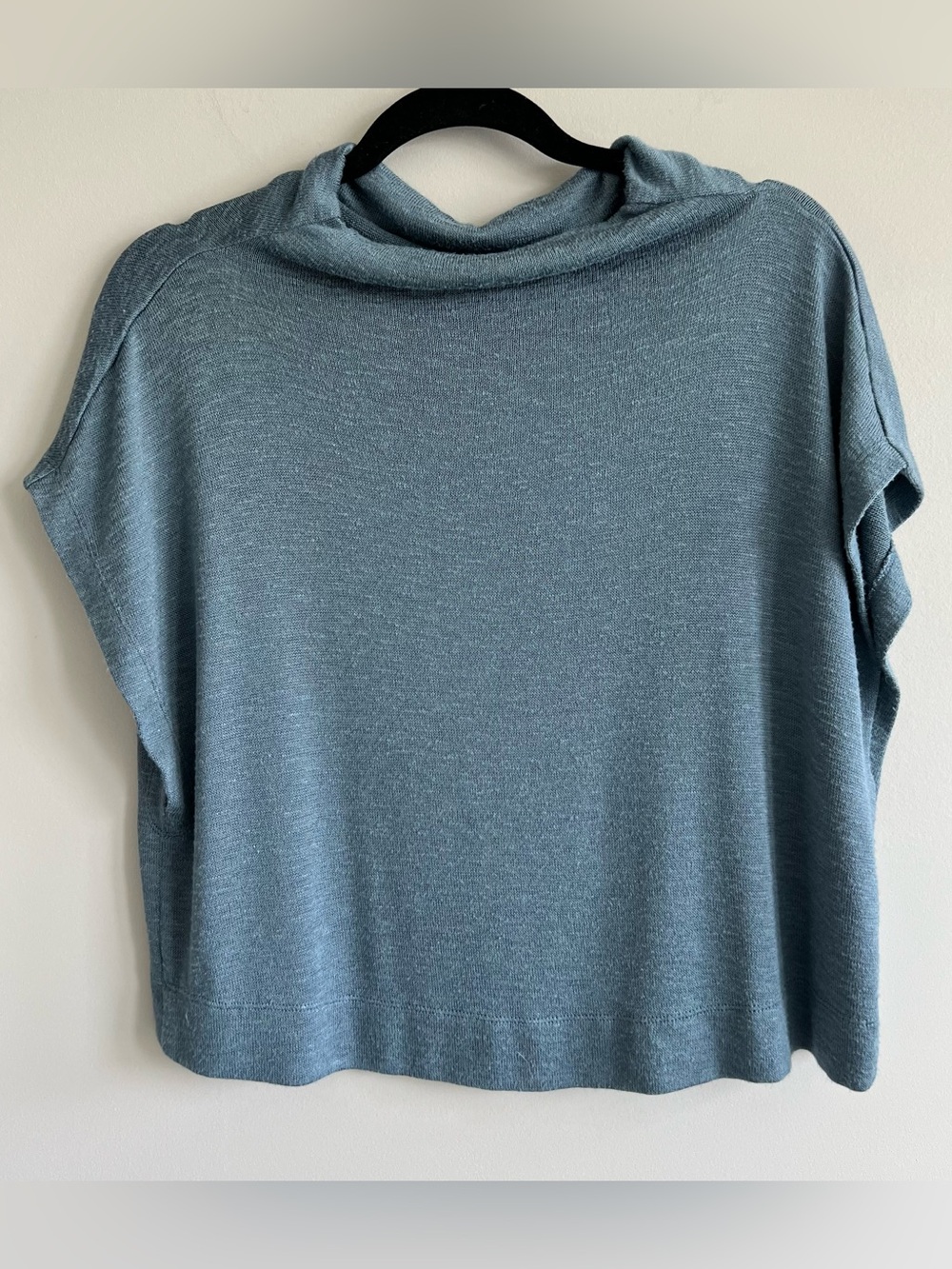 Anthropologie Blue Knit Sleeveless Cowl Neck Lightweight Summer Sweater Large